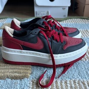 Nike Jordan Red and Black Platform Sneakers